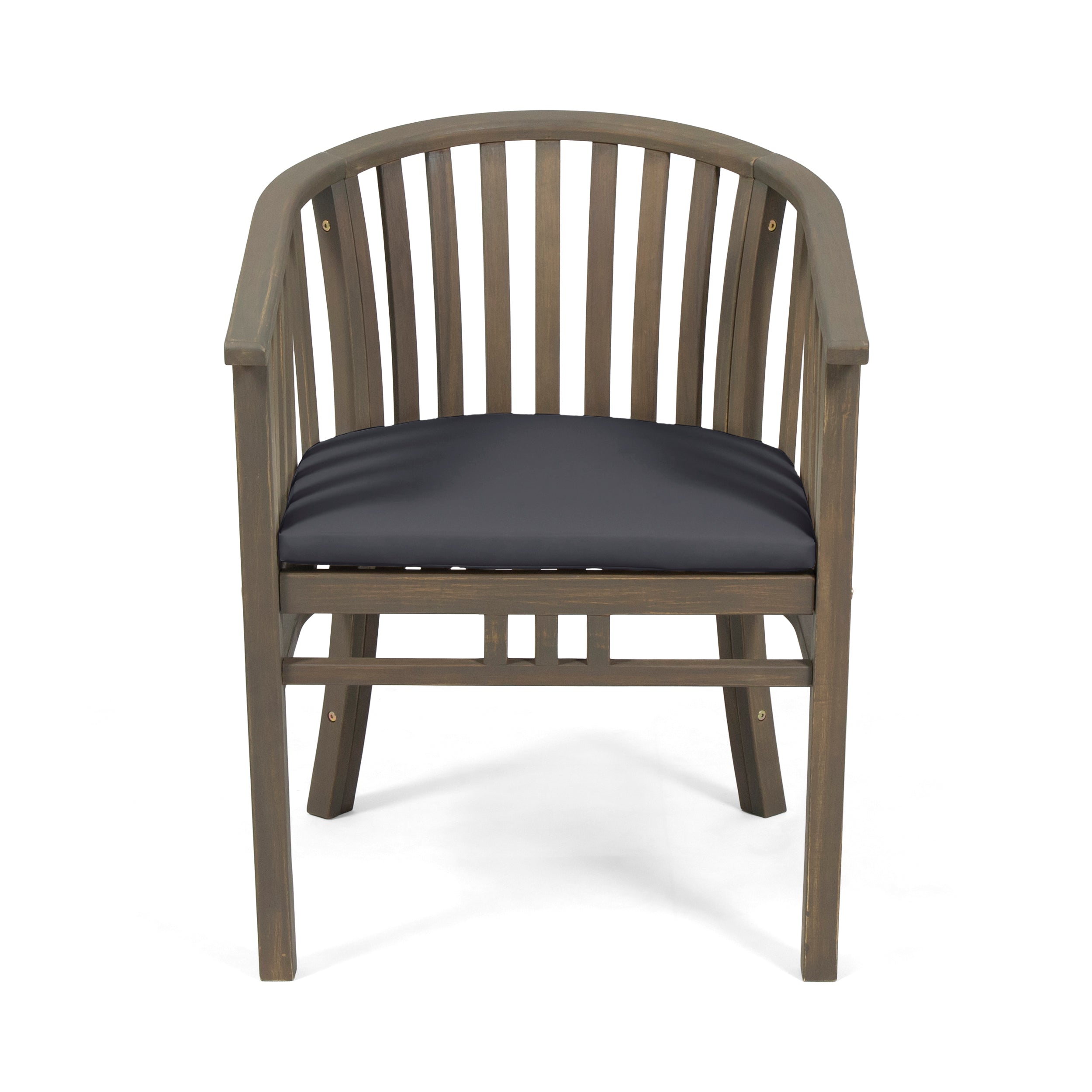 Venerable Outdoor Dining Chair with Slatted Back and Cushion Seat, Set of 2