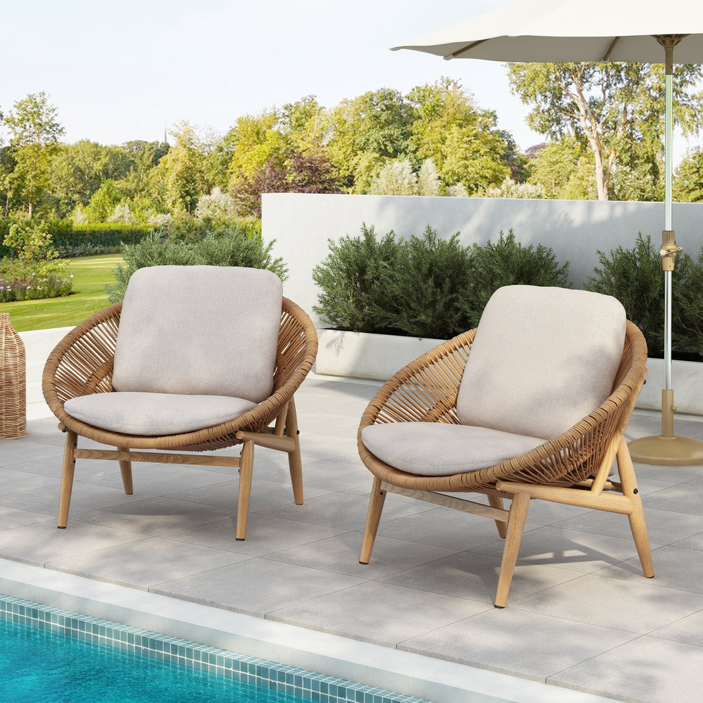 Cyril Outdoor Wicker Papasan Style Lounge Chair