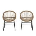Outdoor Accent Chair with Curved Back and Basket Frame, Set of 2