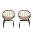 Outdoor Accent Chair with Curved Back and Basket Frame, Set of 2