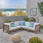5-Piece Outdoor Sectional with V Shape and Slat Panel Design