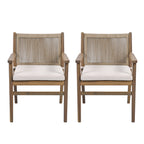 Outdoor Dining Chair with Rope Design Back and Seat Cushion, Set of 2