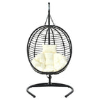 Folding Hanging Swinging Egg Chair with Stand & Tufted Cushion