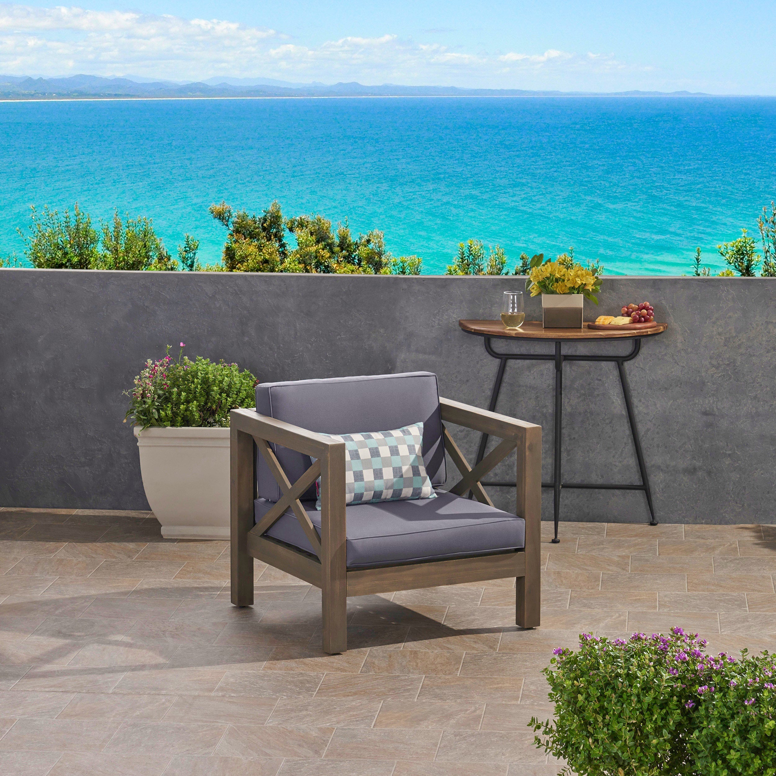 Brava Outdoor Club Chair with Water-Resistant Cushions