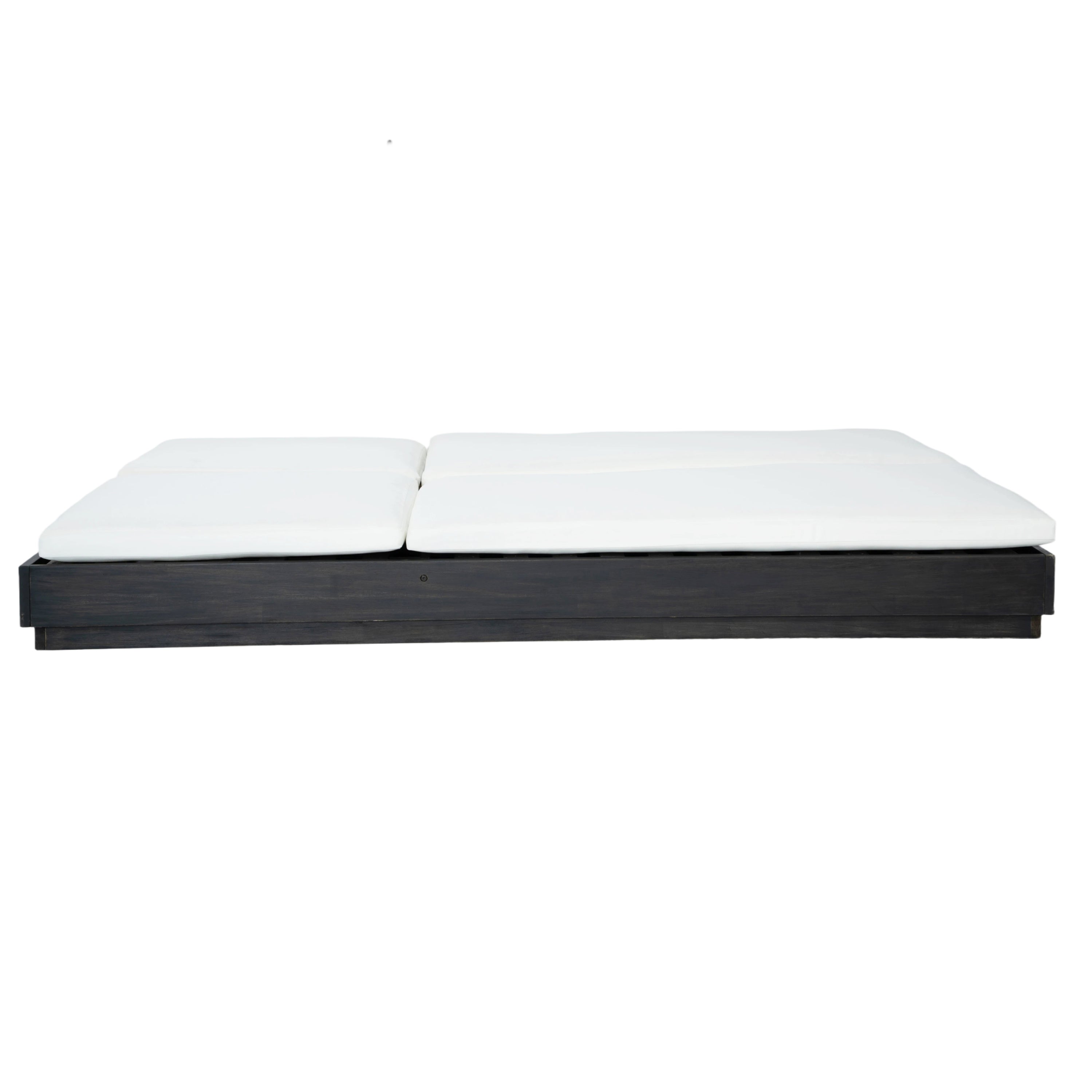 Adjustable Acacia Wood Low-Profile Double Sunlounge with Cushion