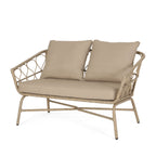 Zircon Outdoor Loveseat with Woven Wicker Weave Design and Back Cushion
