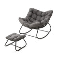 All-Weather Wicker Egg Rocking Chair with Ottoman