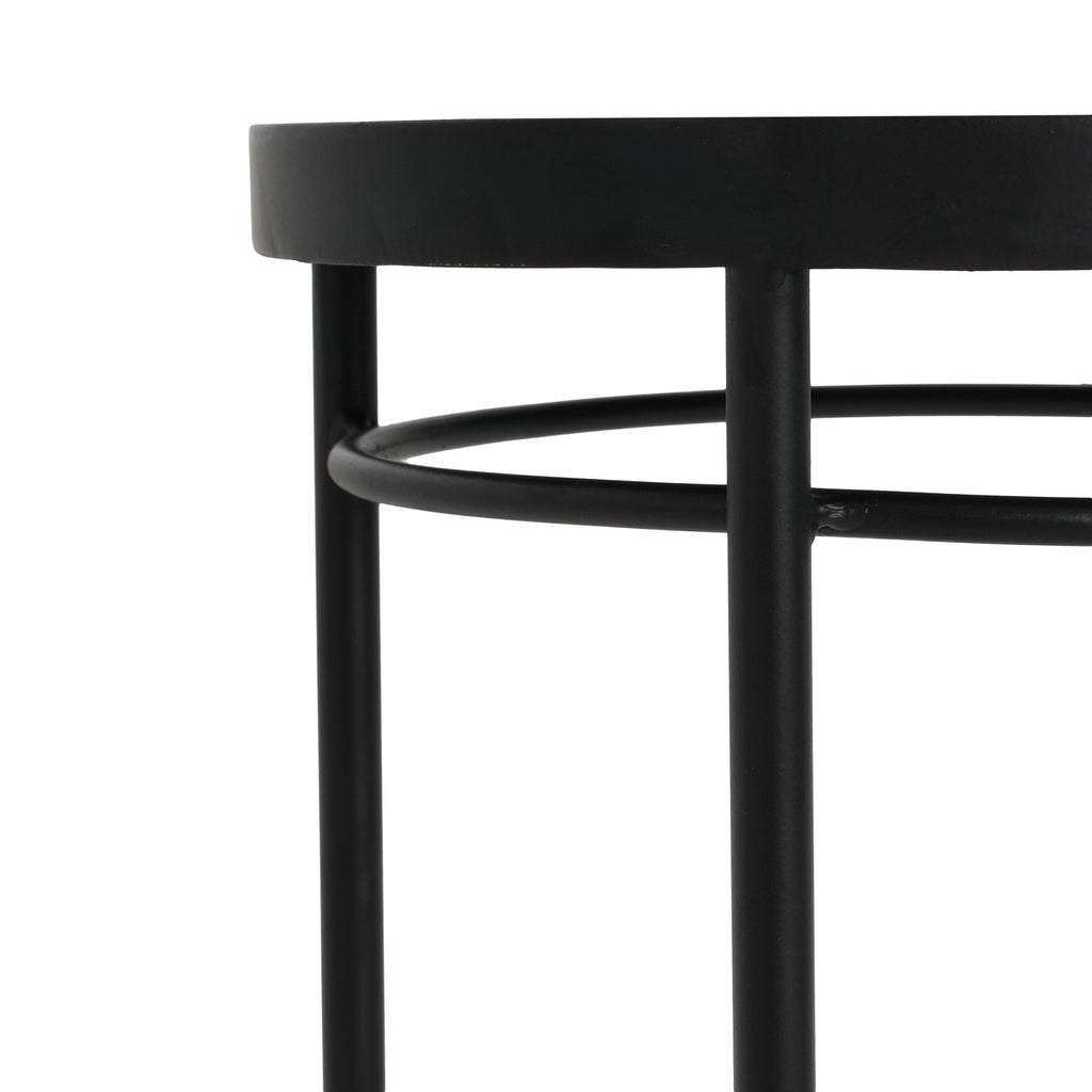 3-Piece Outdoor Ceramic Tile Plant Stand Set with Iron Frame