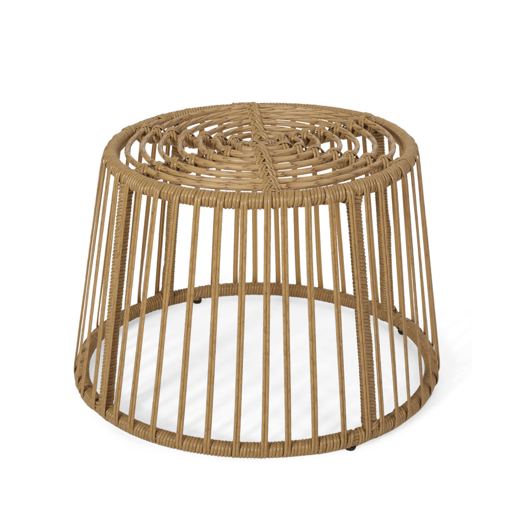Enduring Outdoor Rattan Side Table with Cage Frame