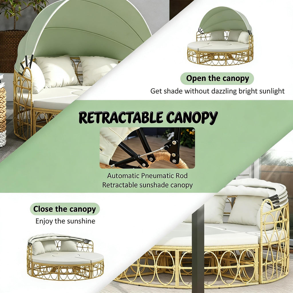Round Outdoor Daybed with Canopy