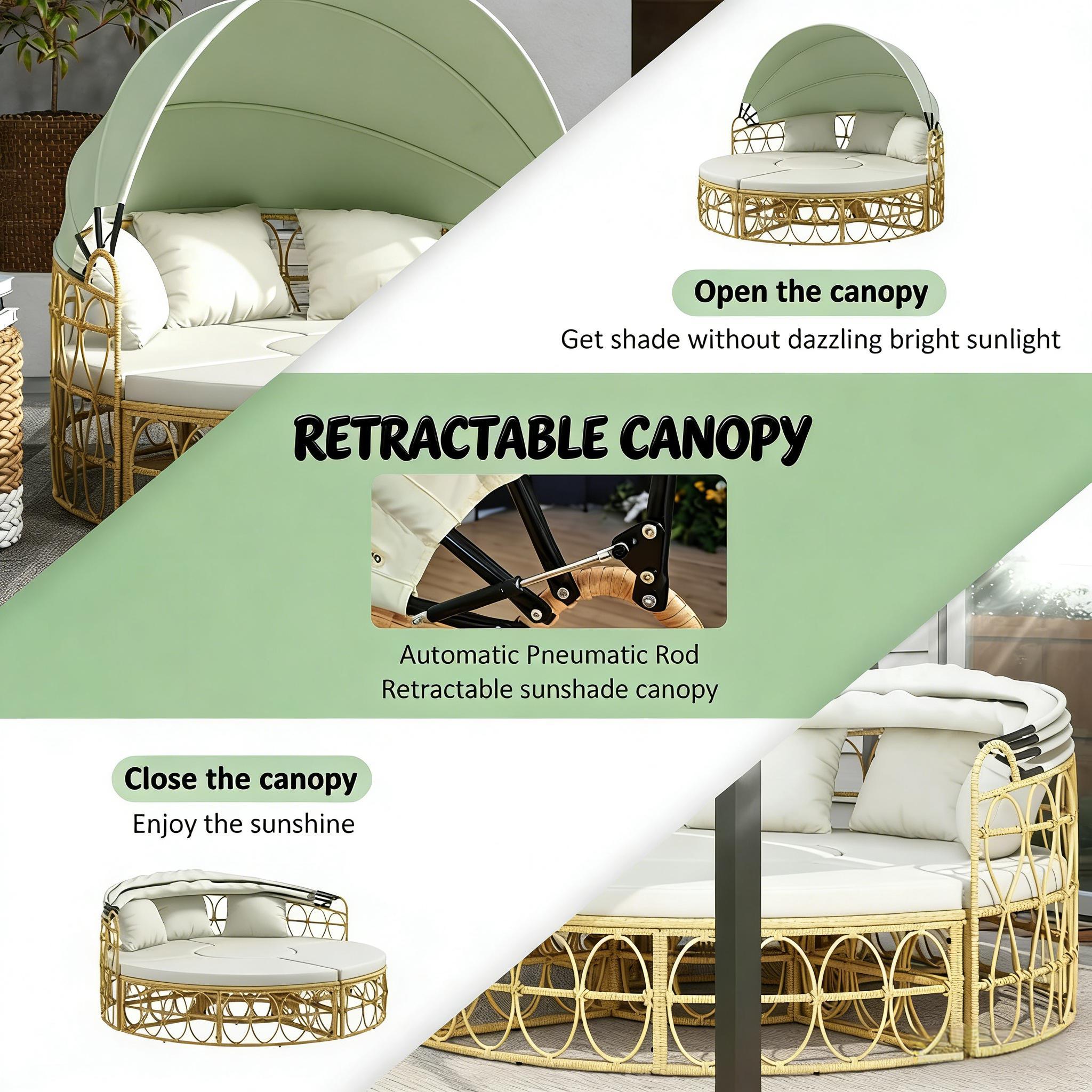 Round Outdoor Daybed with Canopy