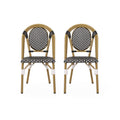 PE Rattan and Aluminum Bistro Chair with Sloped Arms, Set of 2