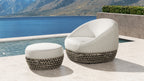 Willow Round Wicker & Upholstered Patio Ottoman