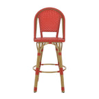 Callisto 29.5" Outdoor Rattan and Aluminum Bar Stool with Curved Back and Footrest