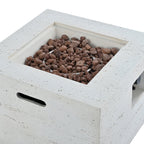 Outdoor Square Fire Pit with Steel Burner, Lava Rocks and Cover