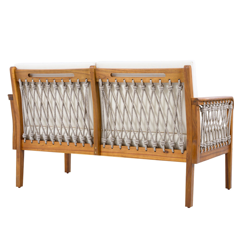 Millie Outdoor Acacia Wood Loveseat & Coffee Table Set