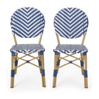 PE Rattan and Aluminum Bistro Chair with Round Back, Set of 2