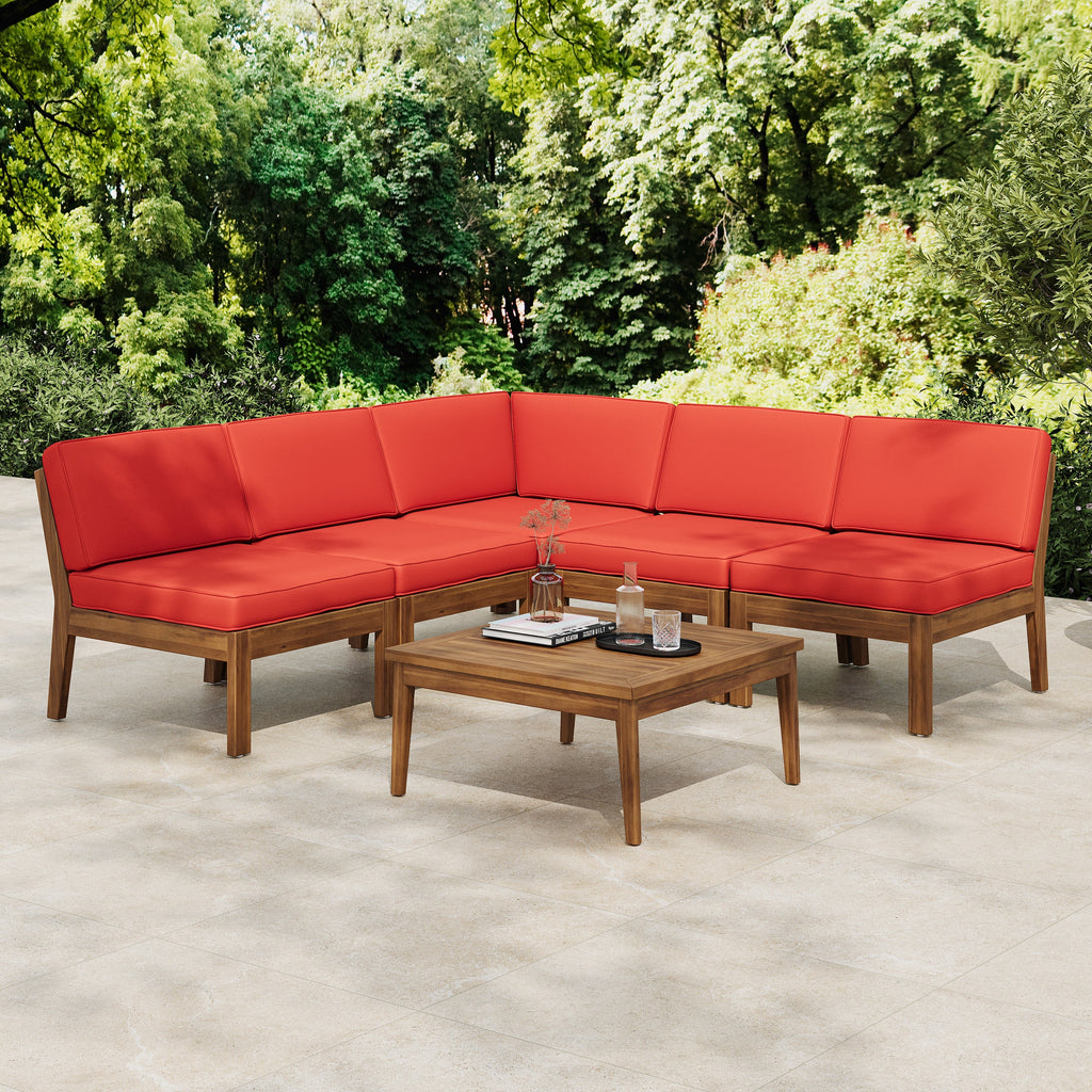 Grenada 5 Seater Acacia Wood Armless Sectional
