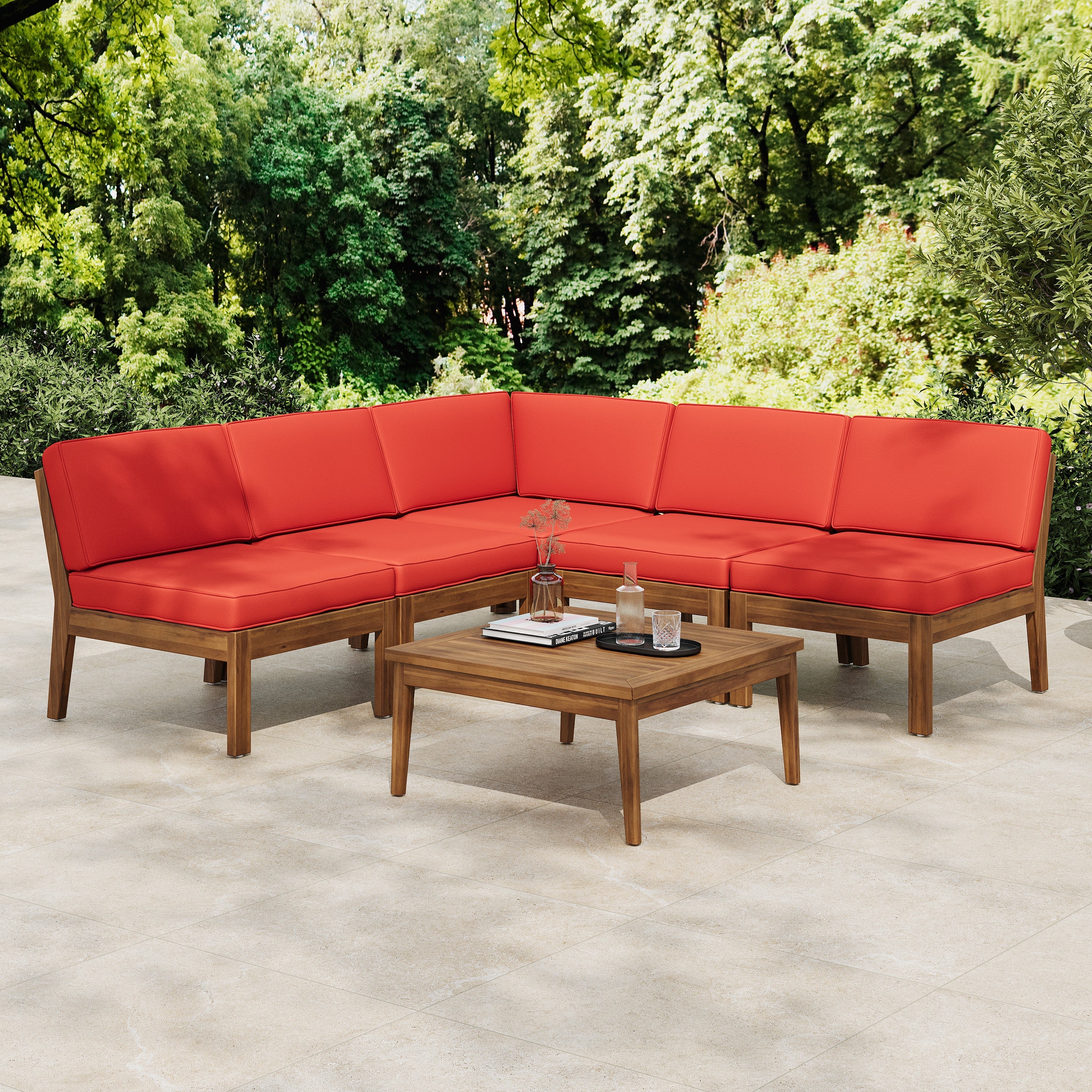 Grenada 5 Seater Acacia Wood Armless Sectional
