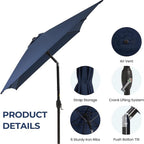 6.5 x 10 ft Rectangular Patio Umbrella with Crank, Base Not Included