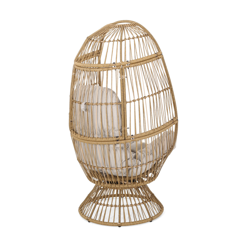 Lazulite Outdoor Egg Chair with Water-Resistant Cushion and Swivel Function