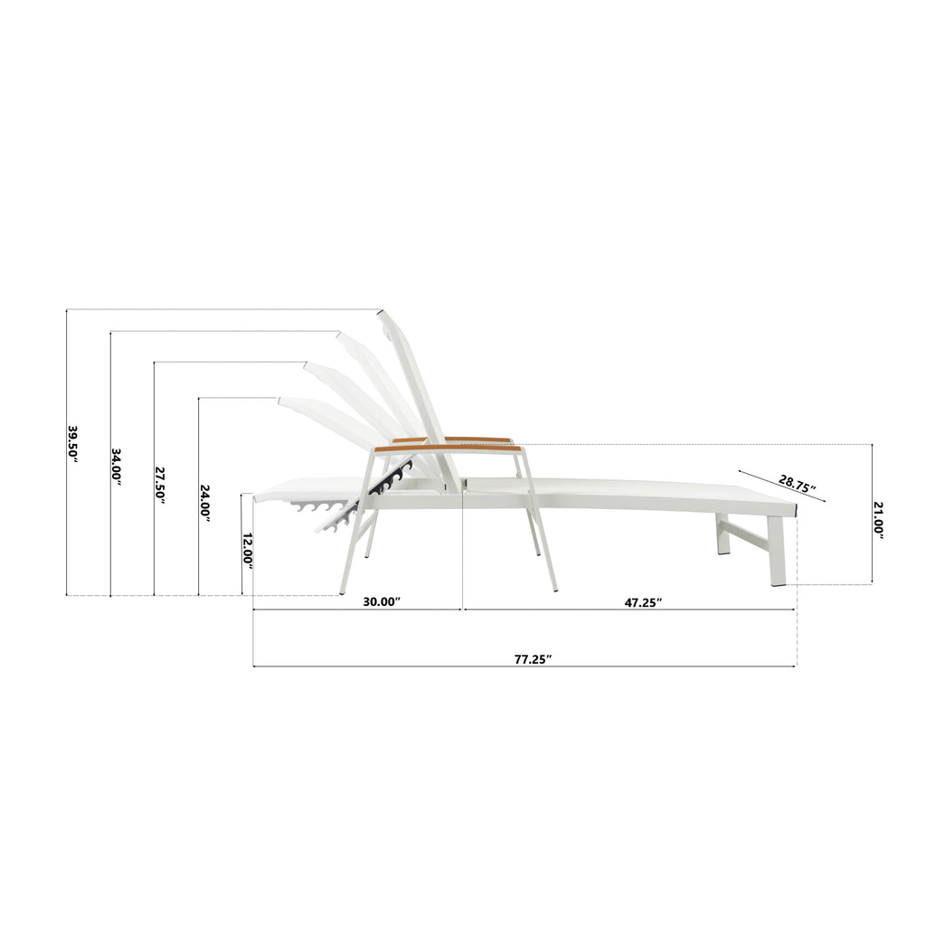 Wavellite Outdoor Chaise Lounges with Aluminum Frame and Mesh Seating