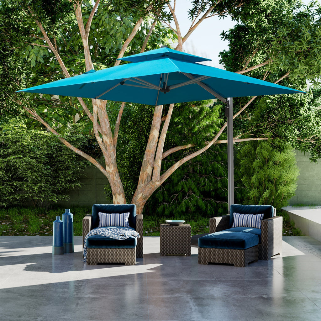9' Aluminum Cantilever Tilt Patio Umbrella with Center Pole, Base Not Included