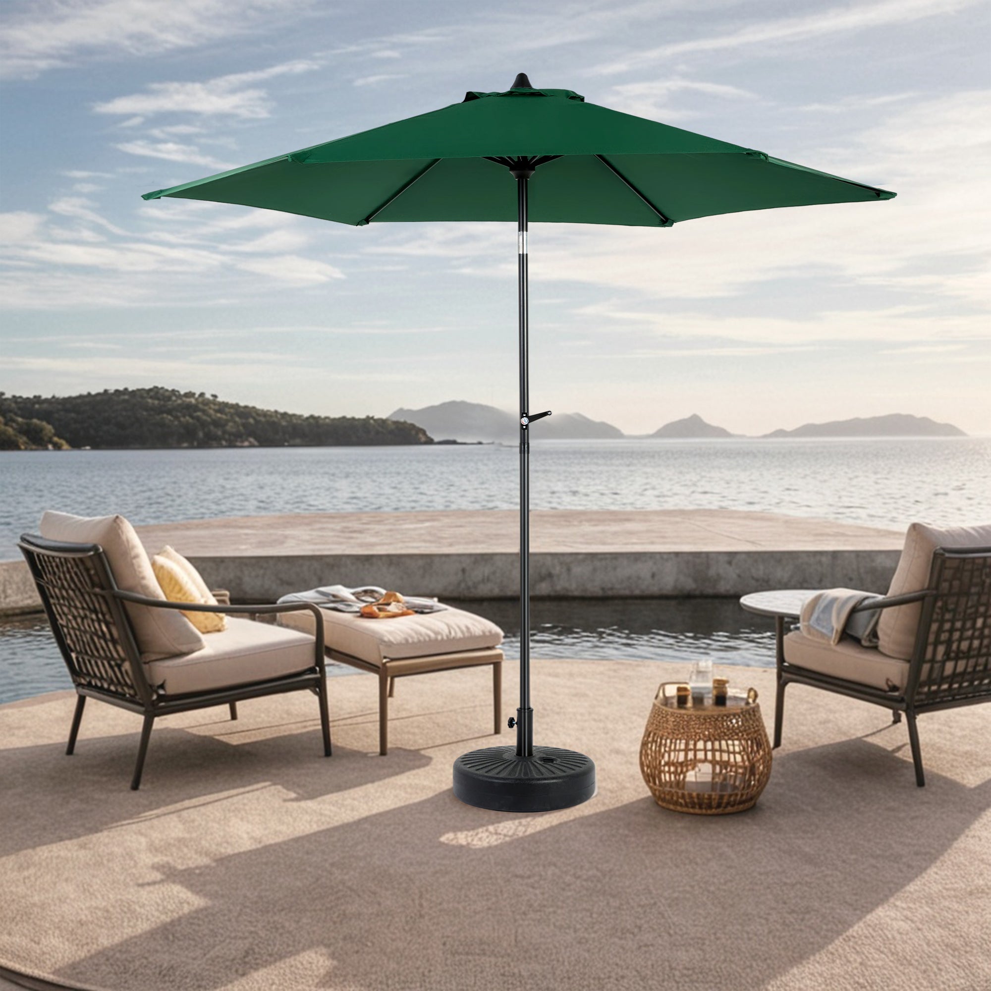 9' Outdoor Patio Umbrella Outdoor Table Umbrella with Push Button Tilt and Crank, Base Not Included