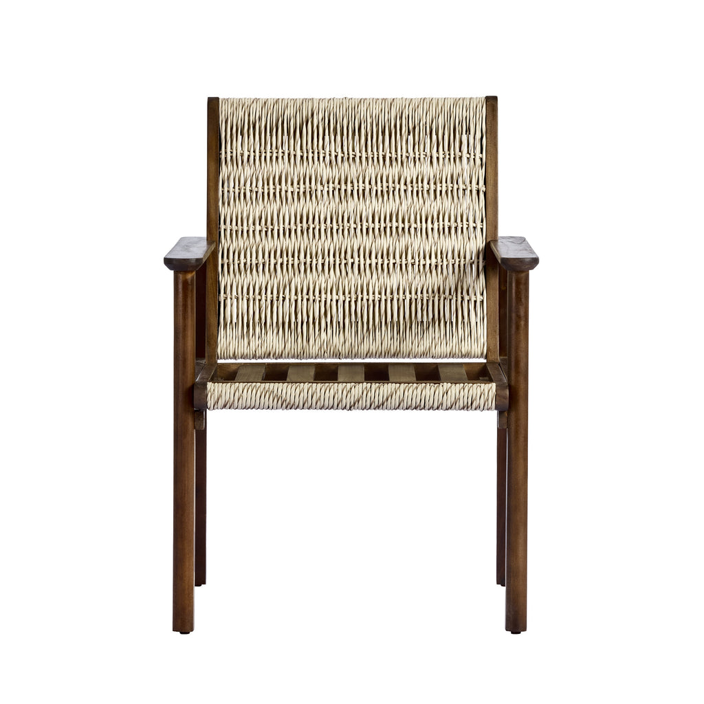 Miles Acacia Wood & Wicker Rattan Woven Dining Chairs, Set of 2