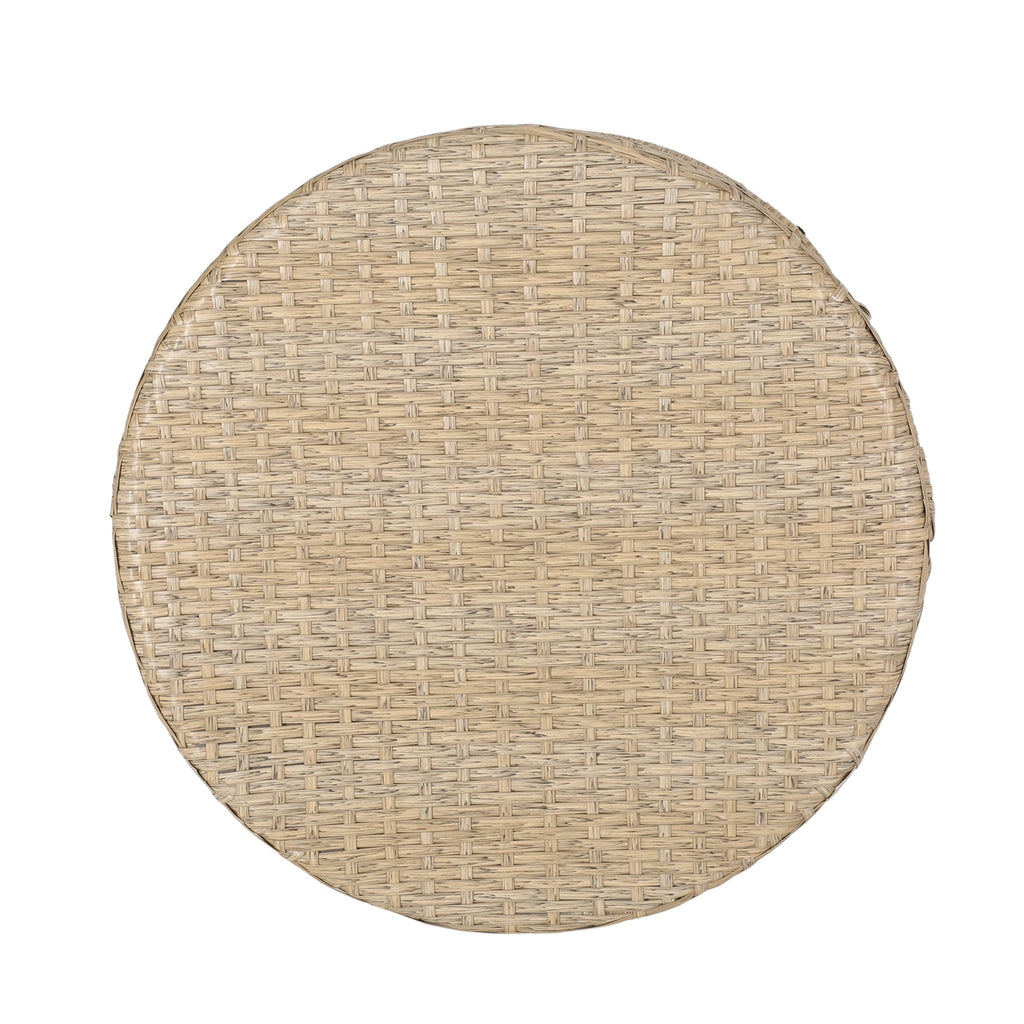 Cultured Outdoor Side Table with Wicker Weave Top and Looped Design