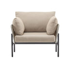Brisa Outdoor Modern Iron Lounge Chair with Rope Weave