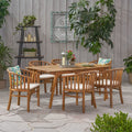 6-Seat Acacia Wood Outdoor Dining Set