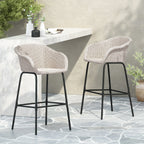 Ladd Outdoor Metal Wicker Barstool, Set of 2