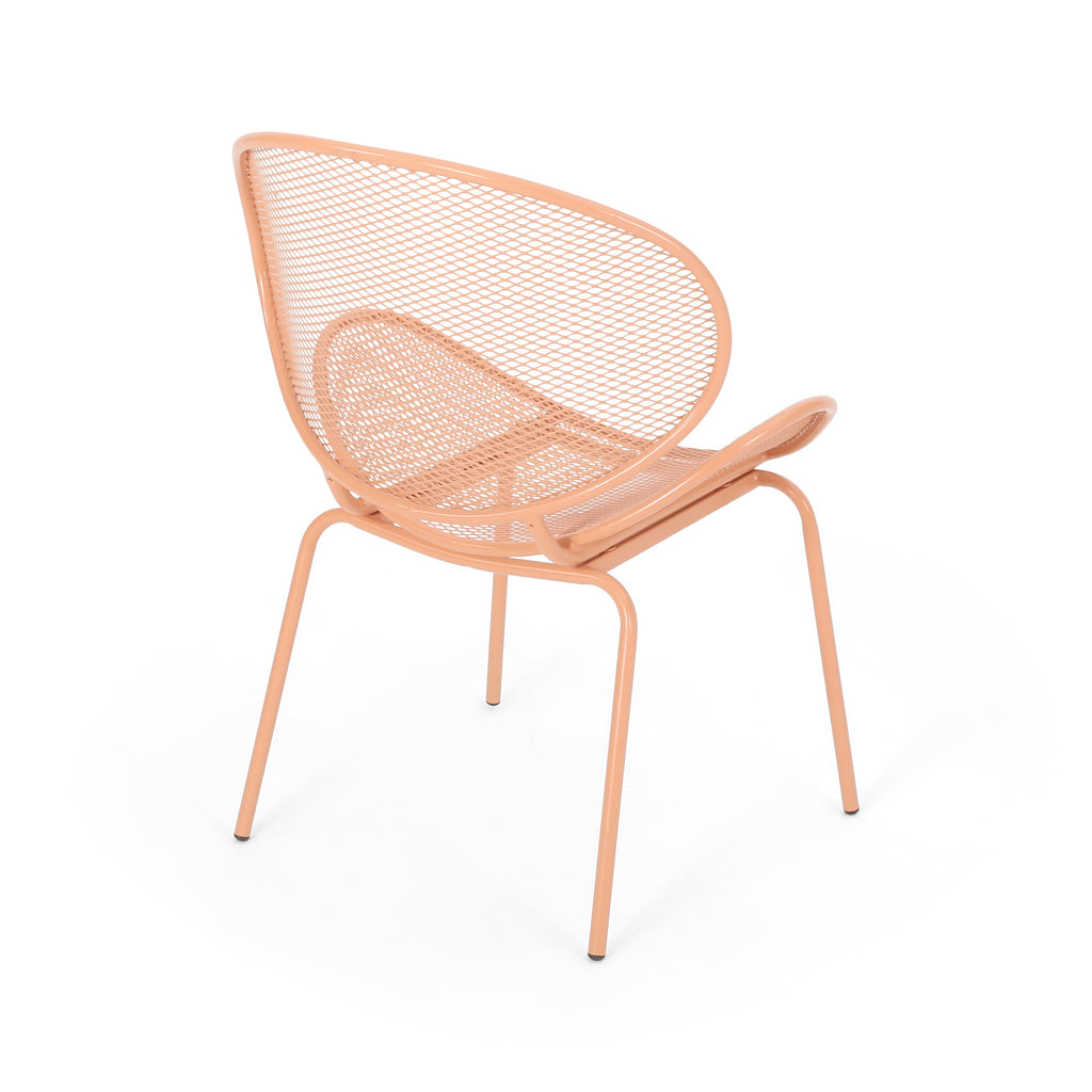Outdoor Iron Chair with Tapered Legs and Wing Design, Set of 2