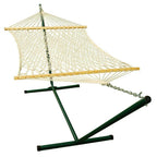 2-Point Single Cotton Rope Hammock with Stand
