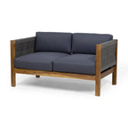 Laurel Outdoor Acacia Wood and Rope Chat Set