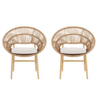 Cyril Outdoor Wicker Papasan Style Dining Chair, Set of 2
