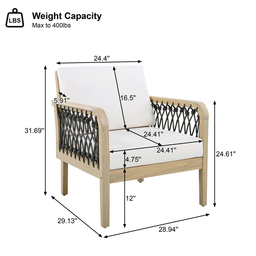 Millie Outdoor Acacia Wood Club Chair