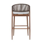 Outdoor Metal Frame Stools with Scallop-Shaped Backrest & Water-Resistant Cushions, Set of 2