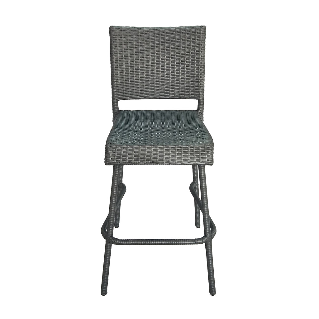 29" Outdoor Rattan Armless Barstools, Set of 2