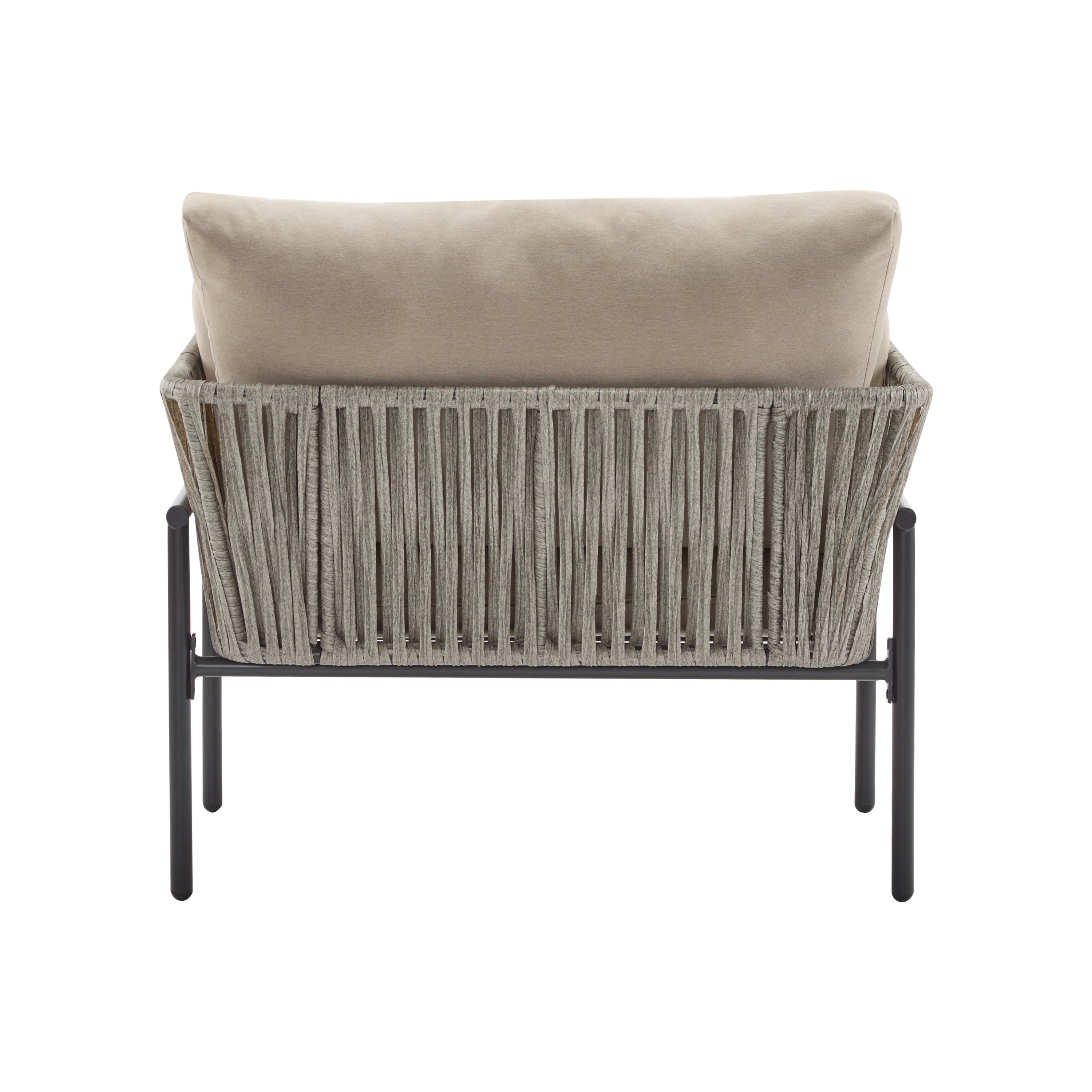 Brisa Outdoor Modern Iron Lounge Chair with Rope Weave