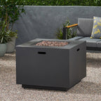 33" Outdoor Iron Square Propane Fire Pit, Tank Inside, 50,000 BTU