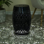 Sunhaven Punched Metal Solar Side Table with Built-in Solar Battery