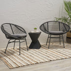 Cordella Outdoor Woven Wicker Chairs with Cushions, Set of 2