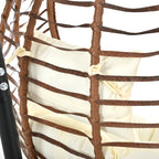 Foldable Rattan Egg Swing Chair with Iron Frame, Plush Cushion & Removable Headrest