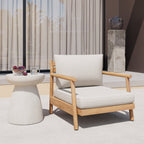 Indira Outdoor Acacia Wood Club Chair with Water-Resistant Cushion