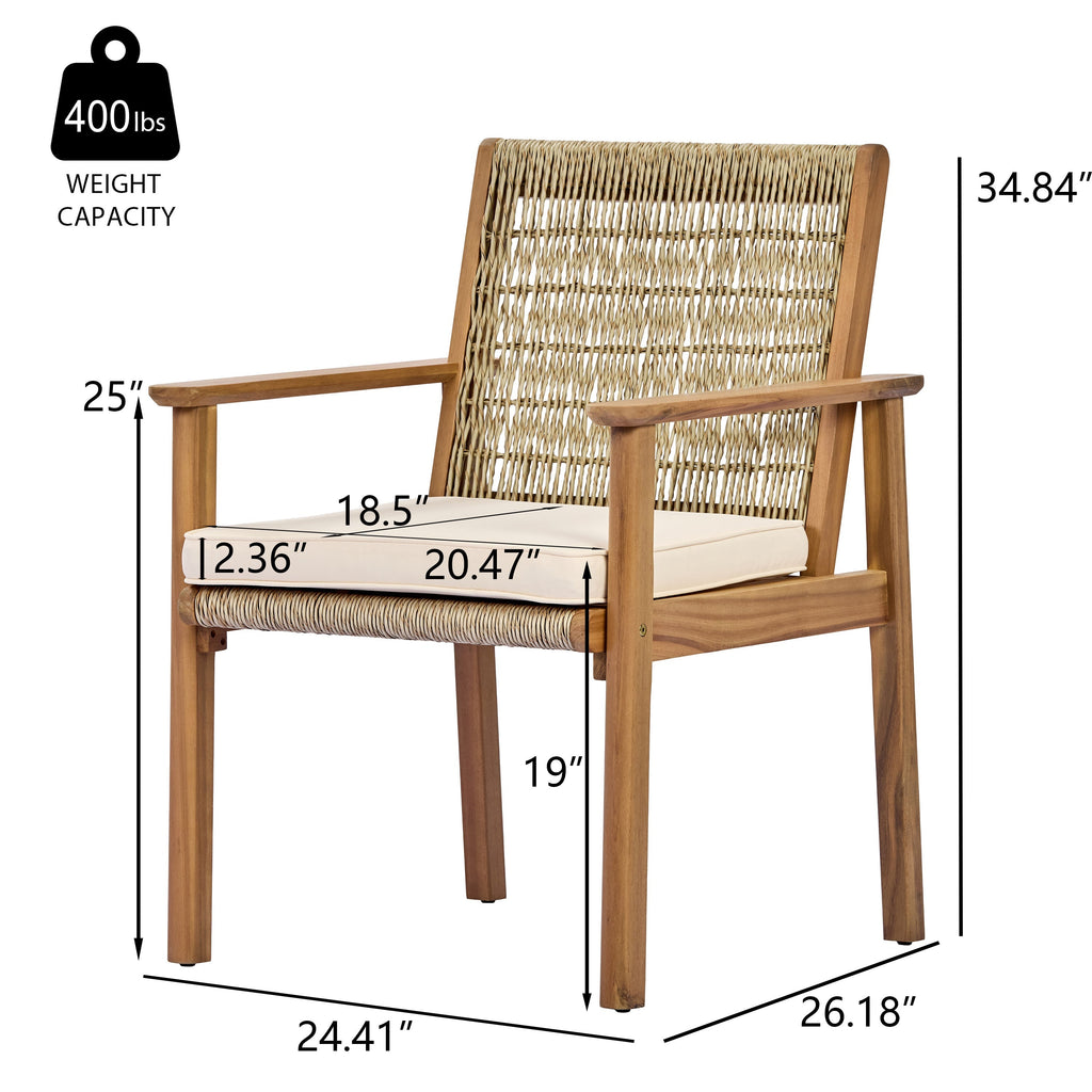 Miles 7 Piece Outdoor Acacia Wood Dining Set With Cushions