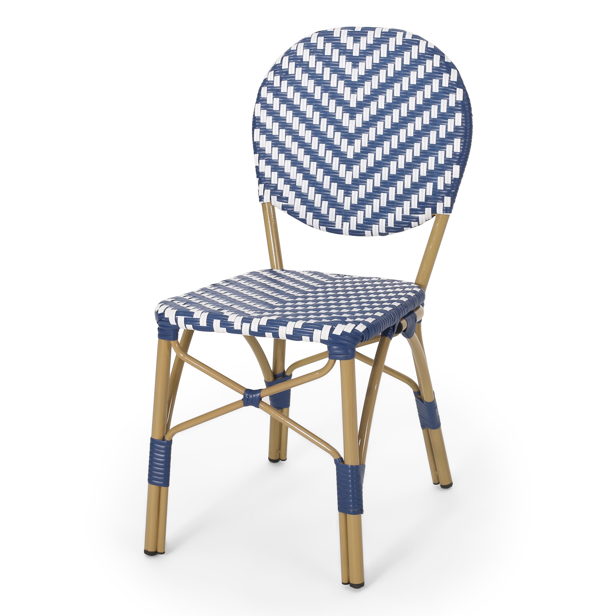 PE Rattan and Aluminum Bistro Chair with Round Back, Set of 2