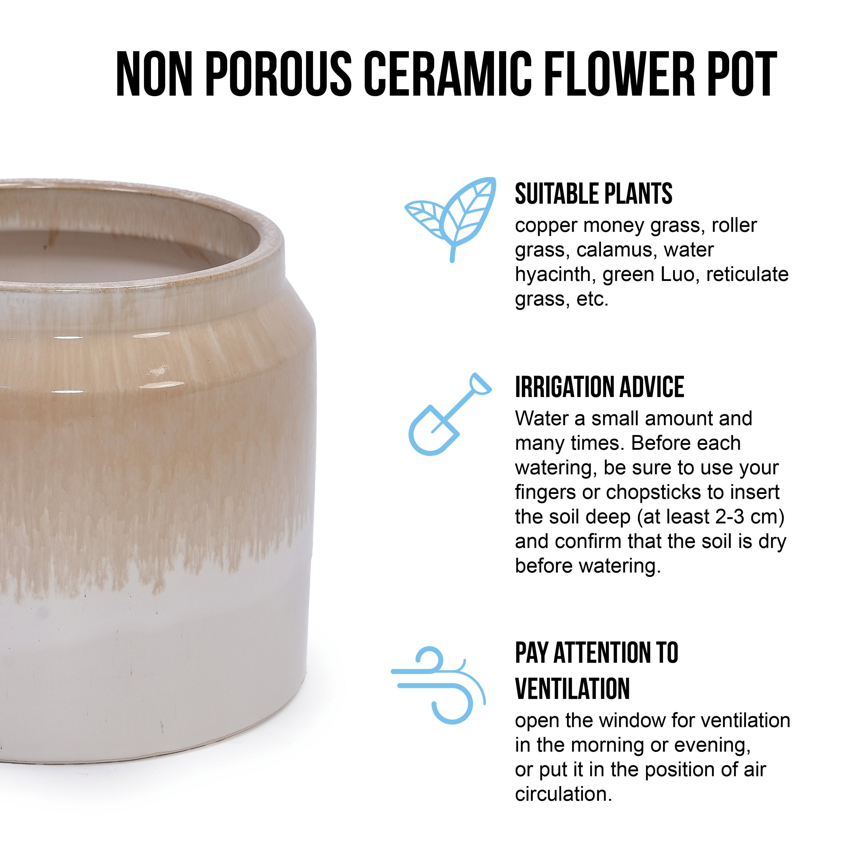 Rumi Beige Handmade Ceramic Planter, Set of 2