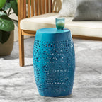 Ruby Outdoor Metal Lace Cutout Accent Table